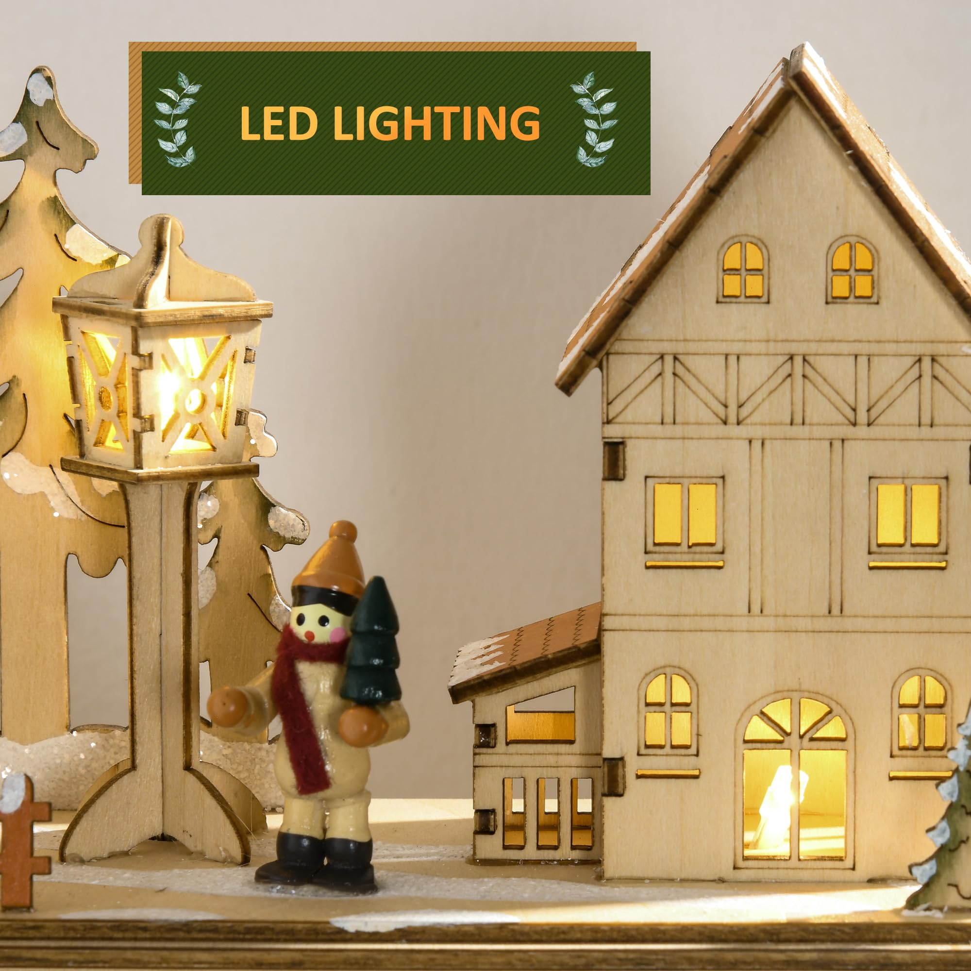 HOMCOM Christmas Advent Calendar, Light Up Wooden Holiday Decoration with 24 Countdown Drawers and LED Lights for Kids and Adult